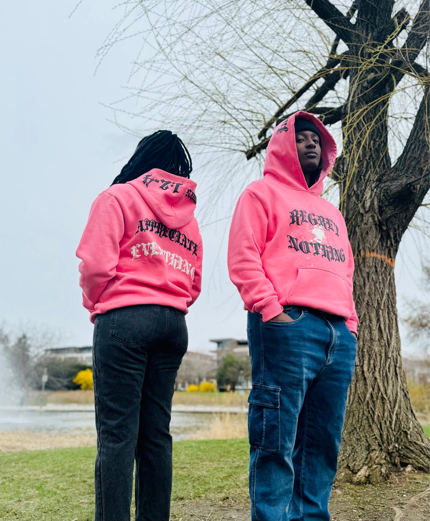 Pink "RNAE" Satin Hoodie